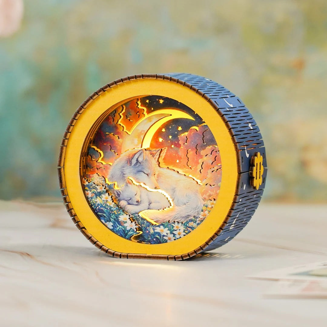 Golden Moon Dream - 3D Wooden Puzzle Night Light – Oaknova