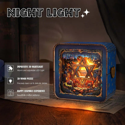 Star of David - 3D Wooden Puzzle Night Light