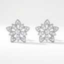 Lotus Openwork In White Pavé Earrings