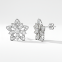 Lotus Openwork In White Pavé Earrings