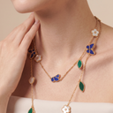 Lucky Flower Butterfly Leaf Long 20 Motifs Necklace