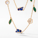 Lucky Flower Butterfly Leaf Long 20 Motifs Necklace