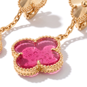 Magic Alhambra 2 Motifs Pink Enamel With Fluted Drop Earrings