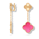 Magic Alhambra 2 Motifs Pink Enamel With Fluted Drop Earrings