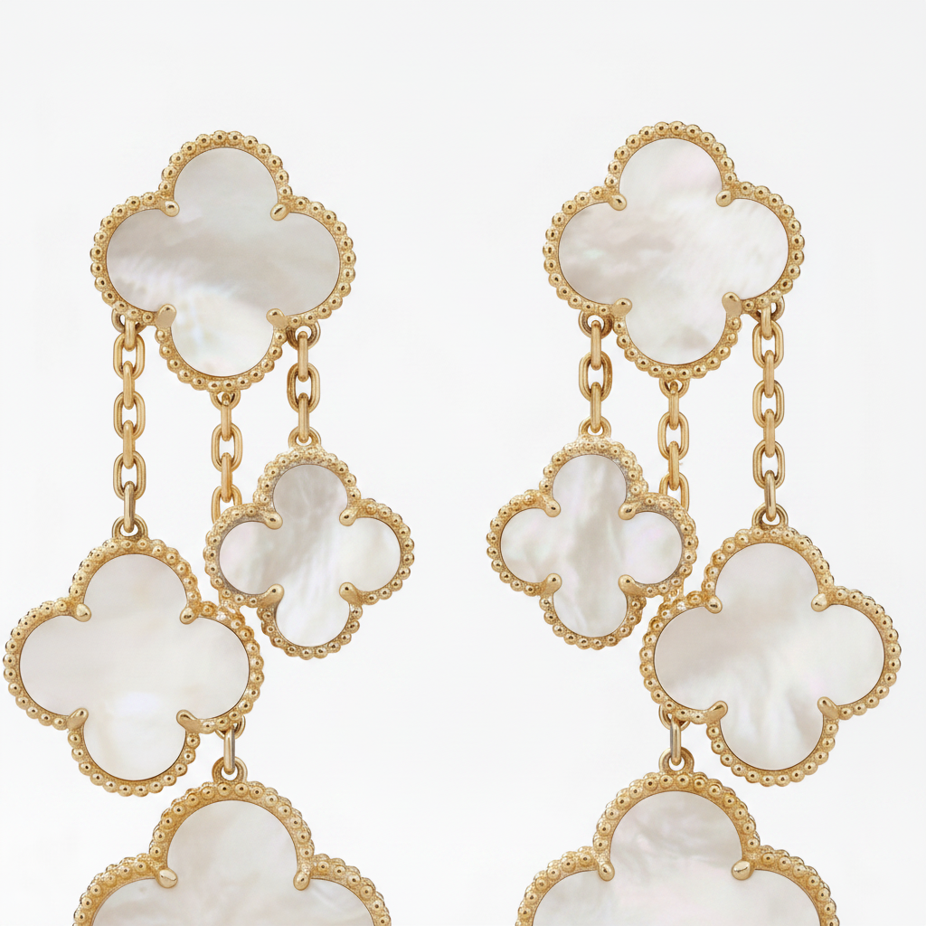 Magic Alhambra Clover Mother Of Pearl Four Motifs Earrings