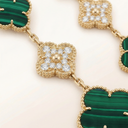 Magic Alhambra Malachite Three Motifs Clover Earrings