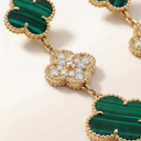 Magic Alhambra Malachite Three Motifs Clover Earrings