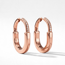 Medium T Lock Pavé Hoop Earrings