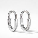 Medium T Lock Pavé Hoop Earrings