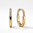 Medium T Lock Pavé Hoop Earrings
