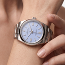 Oyster Perpetual Purple Dial And Smooth Bezel Watch
