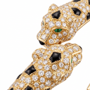 Panthere Two Heads Half-Paved Small Cuff Bracelet
