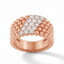 Perlée Five Beaded Row Mixed Diamond Ring