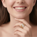 Perlée Five Beaded Row Mixed Diamond Ring