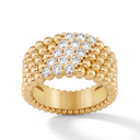 Perlée Five Beaded Row Mixed Diamond Ring