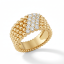 Perlée Five Beaded Row Mixed Diamond Ring
