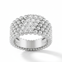 Perlée Five Beaded Row Mixed Diamond Ring