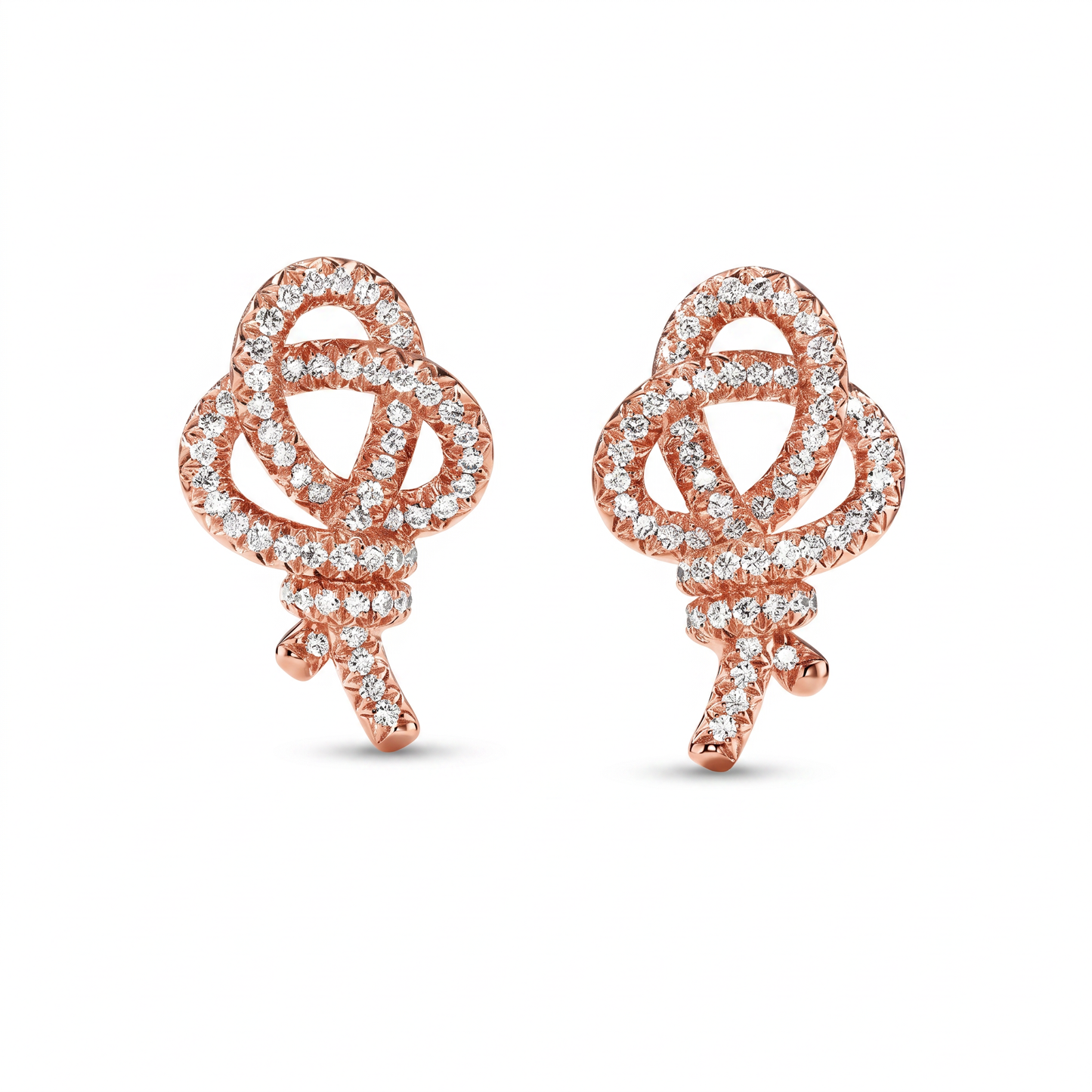 Rose Tone Keys Woven Pavé Earrings