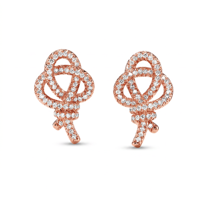 Rose Tone Keys Woven Pavé Earrings