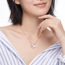 Rose Tone Two Butterfly Mother Of Pearl Necklace