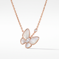 Rose Tone Two Butterfly Mother Of Pearl Necklace