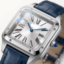Santos Blue Strap Stainless Steel Watch