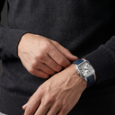 Santos Blue Strap Stainless Steel Watch