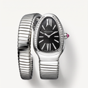 Serpenti Black Dial Tubogas Double Wrap Watch