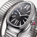Serpenti Black Dial Tubogas Double Wrap Watch