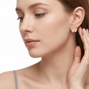 Small  Paved Frivole Flower Stud Earrings