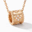 Small Perlée Diamond Clovers Pendant Necklace