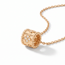 Small Perlée Diamond Clovers Pendant Necklace