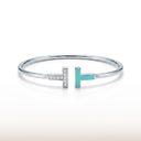 T In White Gold Turquoise Wire Bracelet