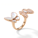 Two Butterfly Mother Of Pearl And Diamond Between The Finger Ring