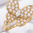 Two Butterfly Pavé And 1 Diamond Ring