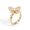 Two Butterfly Pavé And 1 Diamond Ring