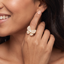 Two Butterfly Pavé And 1 Diamond Ring