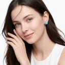 Two Butterfly Turquoise And Paved Charm Earrings