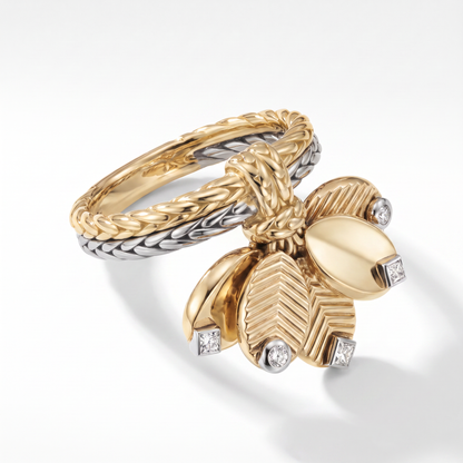 Two Tone Grain De Café Diamond Ring