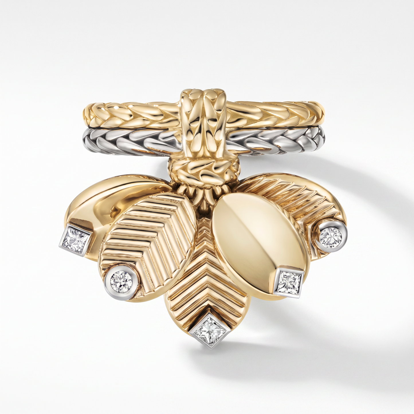 Two Tone Grain De Café Diamond Ring