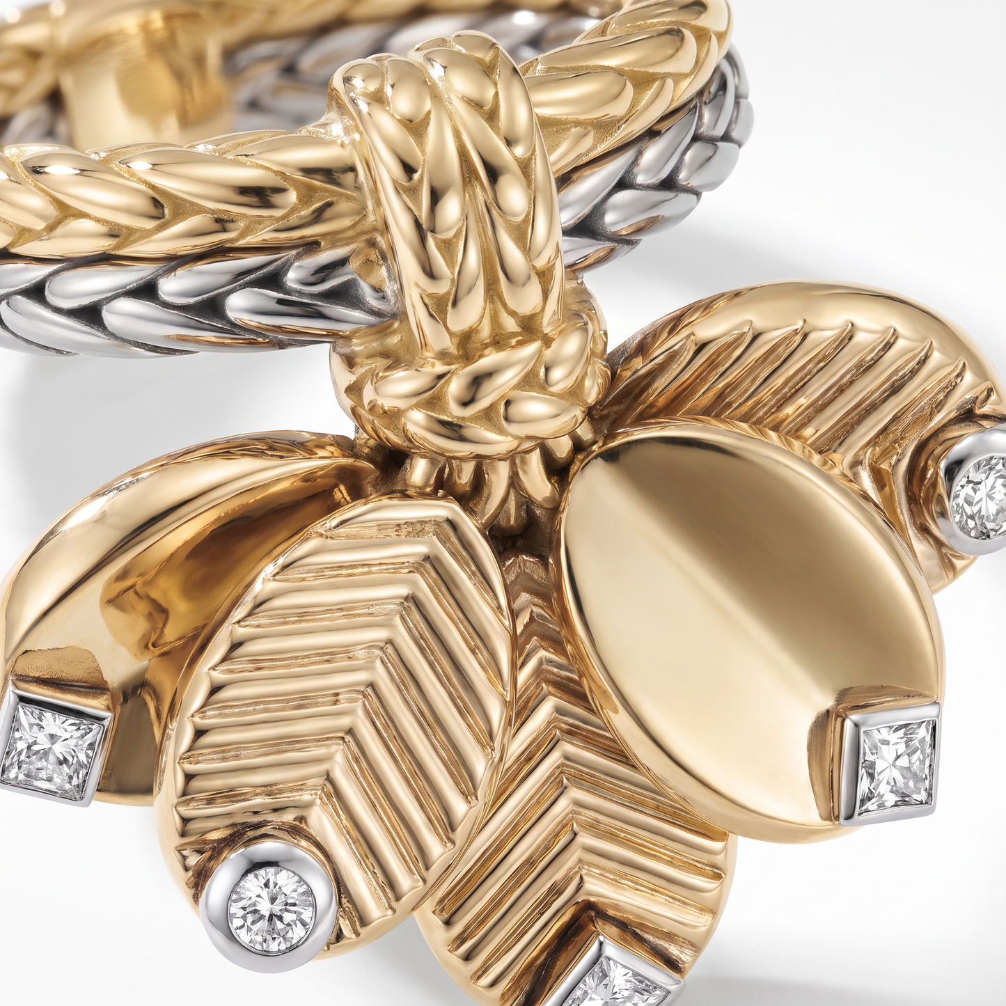 Two Tone Grain De Café Diamond Ring