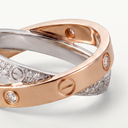 Two Tone Love Pavé Double Band Ring