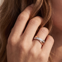 Two Tone Love Pavé Double Band Ring
