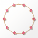 Vintage Alhambra 10 Motifs Pink Enamel Lucky Icon Necklace
