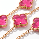 Vintage Alhambra 10 Motifs Pink Enamel Lucky Icon Necklace
