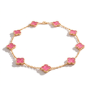 Vintage Alhambra 10 Motifs Pink Enamel Lucky Icon Necklace