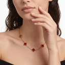 Vintage Alhambra 10 Motifs Red Carnelian Clover Necklace