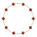 Vintage Alhambra 10 Motifs Red Carnelian Clover Necklace