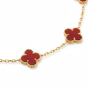 Vintage Alhambra 10 Motifs Red Carnelian Clover Necklace