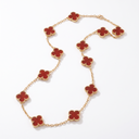 Vintage Alhambra 10 Motifs Red Carnelian Clover Necklace